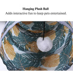 Printed Cat Tunnel Foldable Four Way Pet Play Tube - GreenFur