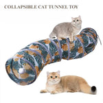 Printed Cat Tunnel Foldable S Shape Pet Play Tube - GreenFur