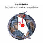 Printed Cat Tunnel Foldable Small Pet Play Tube Toy - GreenFur