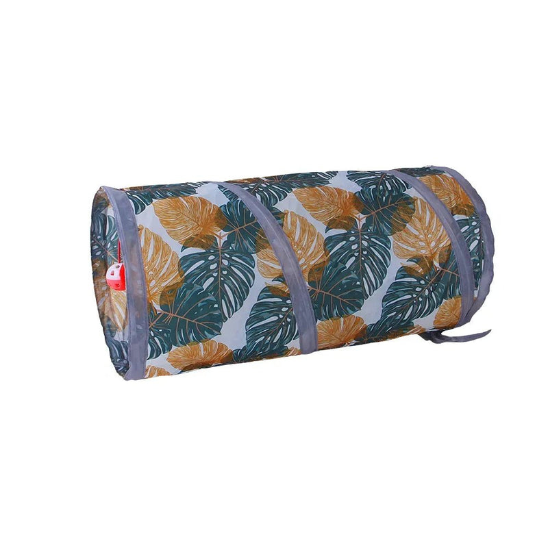 Printed Cat Tunnel Foldable Small Pet Play Tube Toy - GreenFur