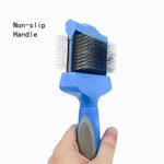 Professional Angled Stainless Steel Pins Double Sided Firm Flex Slicker Pet Brush - GreenFur