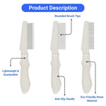 Professional Grooming Comb Multi Tooth Density Eco Friendly Wheat Straw Handle - GreenFur