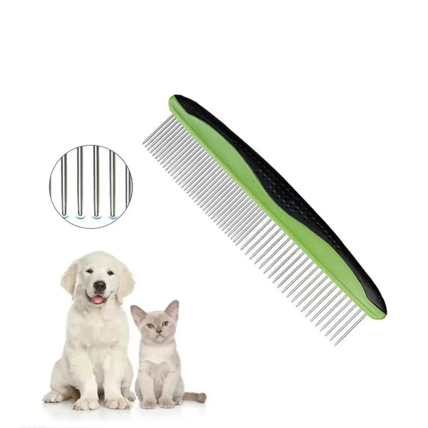 Professional Stainless Steel Rounded Teeth Dog Grooming Tools Metal Cat Comb - GreenFur