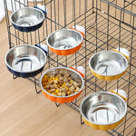 Pumpkin Shaped Stainless Steel Hanging Pet Water Food Bowl - GreenFur