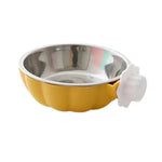 Pumpkin Shaped Stainless Steel Hanging Pet Water Food Bowl - GreenFur