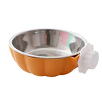 Pumpkin Shaped Stainless Steel Hanging Pet Water Food Bowl - GreenFur
