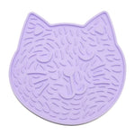 Purple Cat Style Silicone Pet Licking Mat with Suction Cups - GreenFur