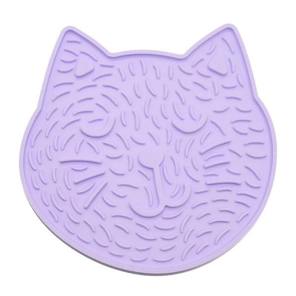 Purple Cat Style Silicone Pet Licking Mat with Suction Cups - GreenFur