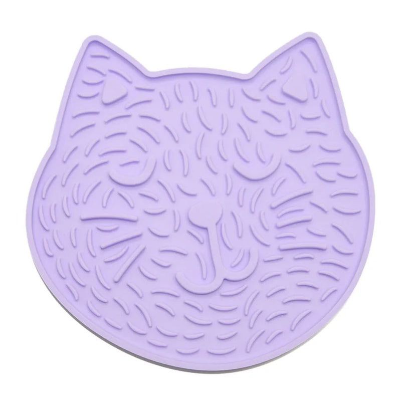 Purple Cat Style Silicone Pet Licking Mat with Suction Cups - GreenFur