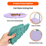 Purple Cat Style Silicone Pet Licking Mat with Suction Cups - GreenFur