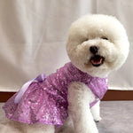 Purple Color Sequin Dog and Cat Dress Wedding Gown - GreenFur