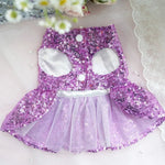 Purple Color Sequin Dog and Cat Dress Wedding Gown - GreenFur