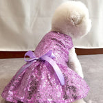 Purple Color Sequin Dog and Cat Dress Wedding Gown - GreenFur