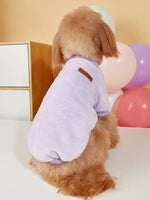 Purple Fleece Lined Flannel Dog Pullover with Leather Patch - GreenFur