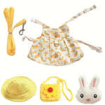Rabbit Costume Harness with Ear Hole Hood amd Leash Cute Small Pet Outfit - GreenFur