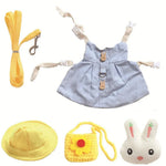 Rabbit Costume Harness with Ear Hole Hood amd Leash Cute Small Pet Outfit - GreenFur