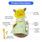 Rabbit Costume Harness with Ear Hole Hood amd Leash Cute Small Pet Outfit - GreenFur