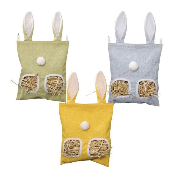 Rabbit Hanging Hay Feeder Bag Large Capacity Double Ear Design - GreenFur