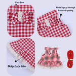 Rabbit Red Polyester Plaid Pet Skirt - GreenFur