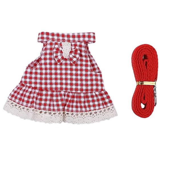 Rabbit Red Polyester Plaid Pet Skirt - GreenFur