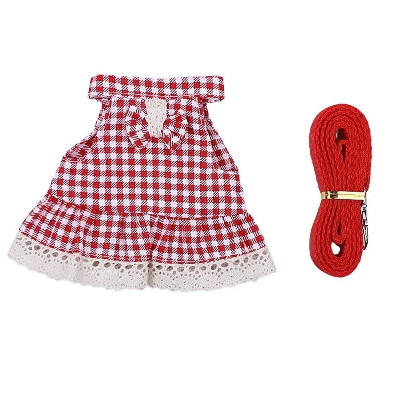 Rabbit Red Polyester Plaid Pet Skirt - GreenFur