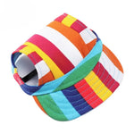 Rainbow Stripe Dog Baseball Cap for Outdoor Sun Protection - GreenFur