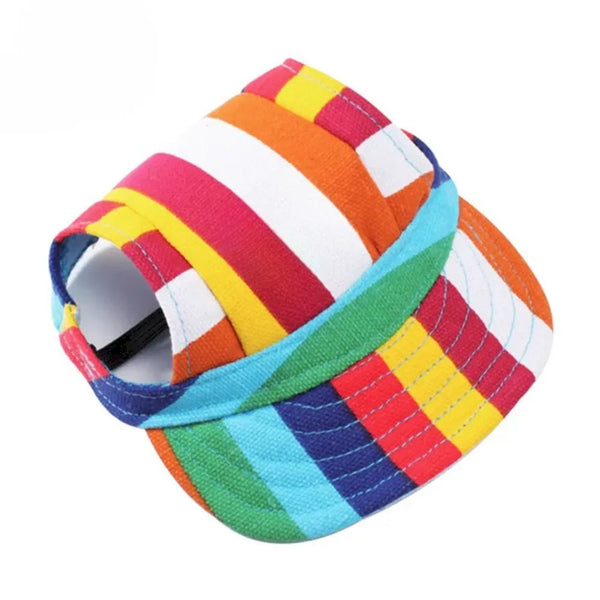 Rainbow Stripe Dog Baseball Cap for Outdoor Sun Protection - GreenFur