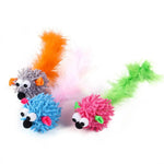 Random Color Interactive Mouse Shape Feather Cat Toy - GreenFur
