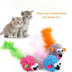 Random Color Interactive Mouse Shape Feather Cat Toy - GreenFur