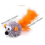 Random Color Interactive Mouse Shape Feather Cat Toy - GreenFur