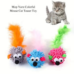 Random Color Interactive Mouse Shape Feather Cat Toy - GreenFur