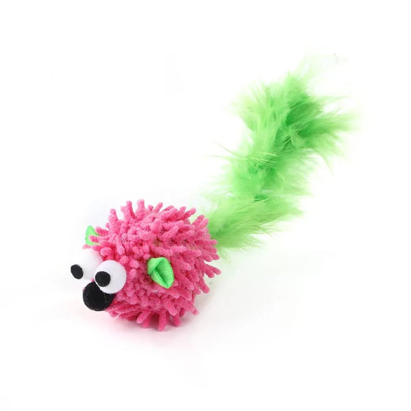 Random Color Interactive Mouse Shape Feather Cat Toy - GreenFur