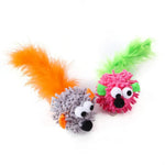 Random Color Interactive Mouse Shape Feather Cat Toy - GreenFur