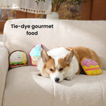 Random Color Tie - Dye Snack Hamburg Style Squeaky Dog Chew Toy - GreenFur