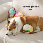 Random Color Tie - Dye Snack Hamburg Style Squeaky Dog Chew Toy - GreenFur