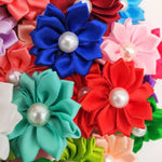 Random Mix 10 Pcs Elegant Flower Pearl Bow Pet Hair Ties - GreenFur