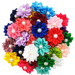 Random Mix 10 Pcs Elegant Flower Pearl Bow Pet Hair Ties - GreenFur