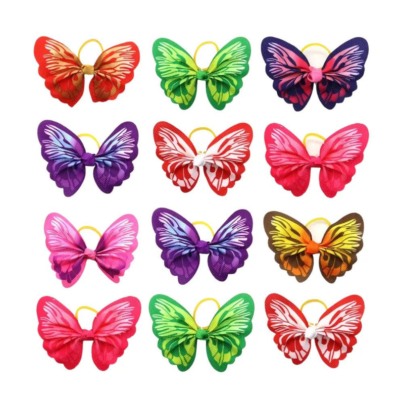 Random Mix 12 Pcs Butterfly Pets Collar Ornament Perfect for Cats and Dogs - GreenFur