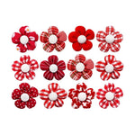 Random Mix 12 Pcs Festive Floral Pet Hair Bows with Elastic Band - GreenFur