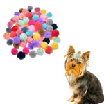 Random Mix 20 Pcs Colored Ball Design Small Dog Bows with Rubber Bands - GreenFur