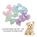 Random Mix 20 Pcs Lightweight Lace Bow Elastic Dog Hair Ties Pet Accessories - GreenFur