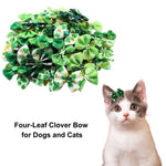 Random Mix 20 Pcs St Patricks Day Clover Pet Hair Bows Accessories - GreenFur