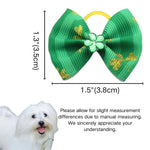 Random Mix 20 Pcs St Patricks Day Clover Pet Hair Bows Accessories - GreenFur