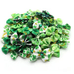 Random Mix 20 Pcs St Patricks Day Clover Pet Hair Bows Accessories - GreenFur