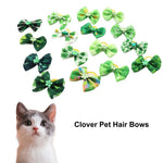 Random Mix 20 Pcs St Patricks Day Clover Pet Hair Bows Accessories - GreenFur