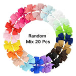 Random Mix 20 Pcs Stylish V - Notch Ribbon Bow Pet Hair Accessories - GreenFur