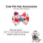 Random Mix 40 Pcs Cute Pet Hair Accessories Flower Design Dog Clips - GreenFur