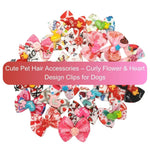 Random Mix 40 Pcs Cute Pet Hair Accessories Flower Design Dog Clips - GreenFur