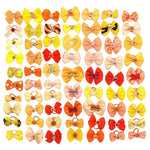 Random Mix 40 Pcs Elegant Bowknot Pet Hair Bows with Rubber Bands - GreenFur
