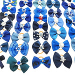 Random Mix 40 Pcs Elegant Bowknot Pet Hair Bows with Rubber Bands - GreenFur
